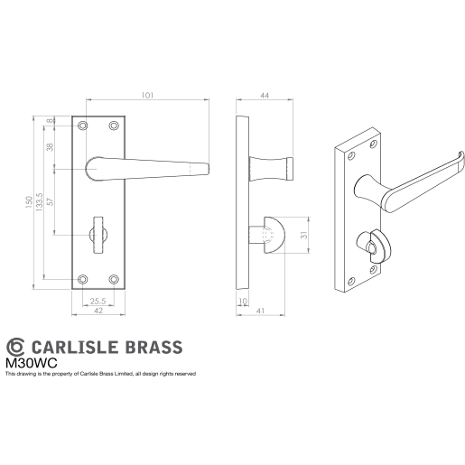 Carlisle Brass Victorian Lever on Bathroom Backplate Polished Brass
