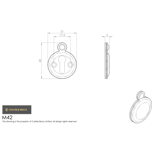 Carlisle Brass Victorian Covered Keyhole Escutcheon Polished Brass