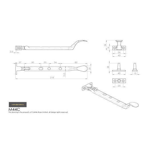 Carlisle Brass Victorian Casement Stay 202mm Satin Chrome