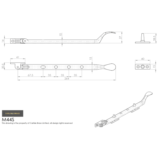 Carlisle Brass Victorian Casement Stay 254mm Satin Chrome