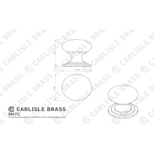 Carlisle Brass Fingertip Victorian Cupboard Knob 38mm Satin Chrome