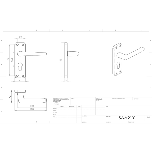 Eurospec Lever on Euro Lock Lever on Backplate Satin Anodised Aluminium