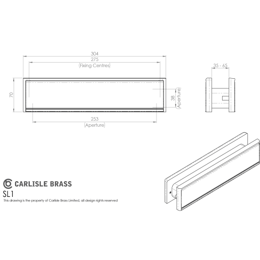Carlisle Brass Sleeved Letter Plate 300 x 69mm Satin Anodised Silver