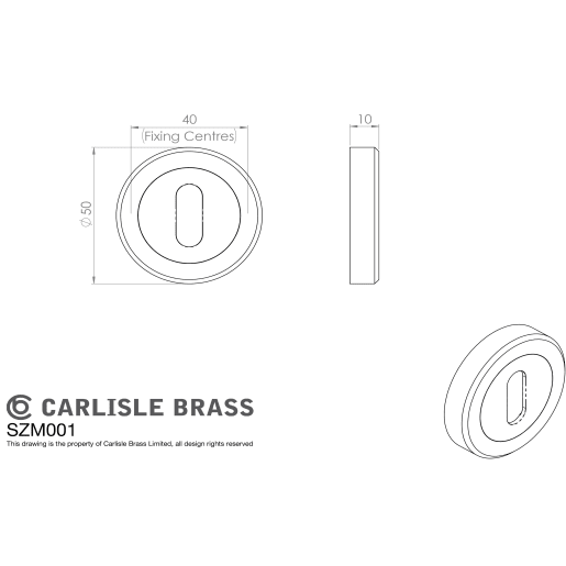 Serozzetta Euro Escutcheon 50mm Polished Chrome