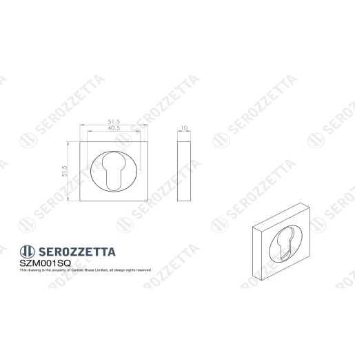 Serozzetta Euro Profile Cube Escutcheon Polished Chrome