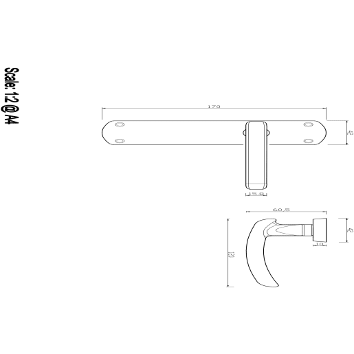 Serozzetta Arc Lever Latch on Backplate Polished Chrome