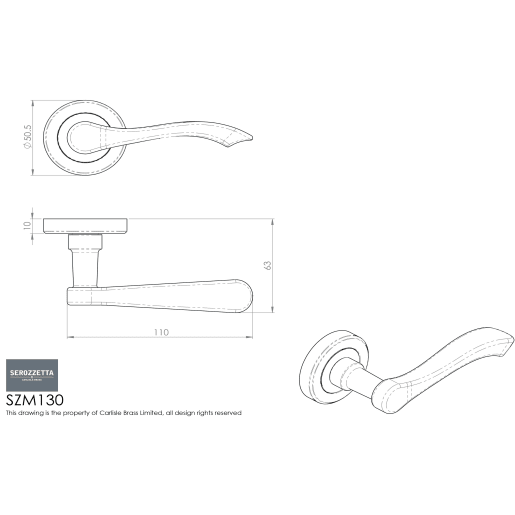 Serozzetta Style Lever on Round Rose Polished Chrome