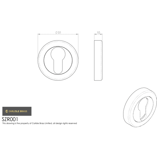 Serozzetta Euro Profile Escutcheon 51 x 10mm Polished Nickel