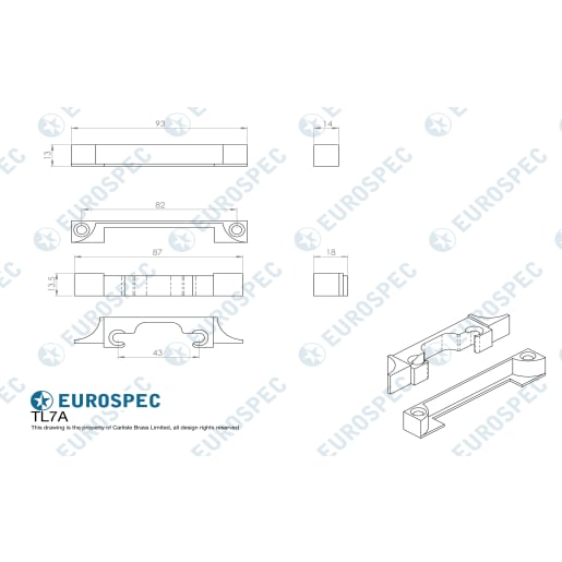 Carlisle Brass 13mm Rebate Set for Tubular Latch Polished Brass