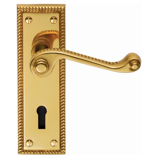 Carlisle Brass Georgian Lever Lock Handle on Backplate Polished Brass