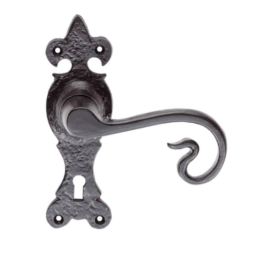 Carlisle Lever Lock Handle Curly Tail Black Antique