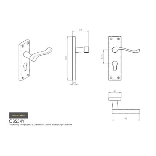 Carlisle Brass Contract Victorian Scroll Lever on Euro Lock Backplate Polished Chrome