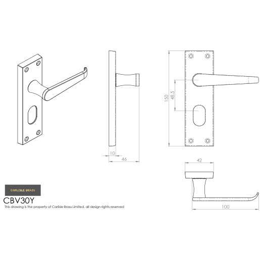 Carlisle Brass Contract Victorian Lever on Euro Lock Backplate Polished Chrome