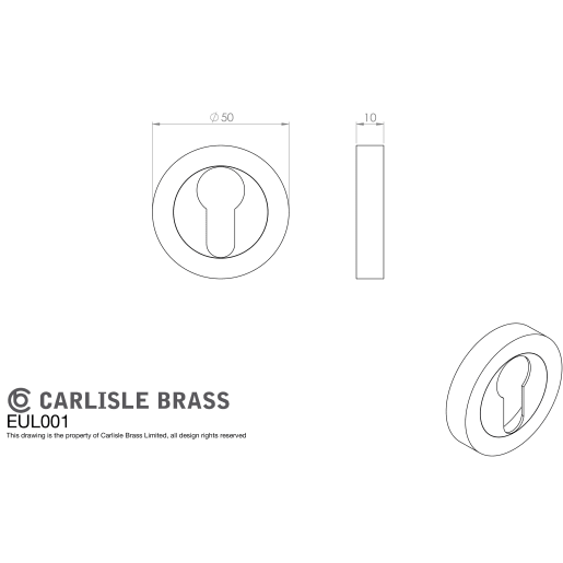 Carlisle Brass Euro Escutcheon 50 x 10mm Polished Nickel
