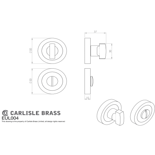 Carlisle Brass Thumbturn & Release 50mm Satin Brass