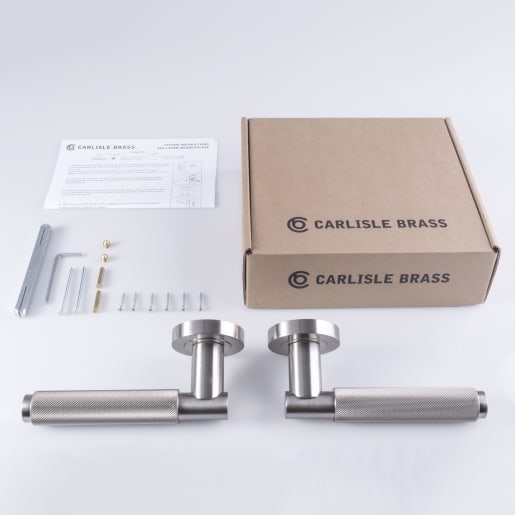 Carlisle Brass Varese Knurled Lever on Rose Satin Nickel