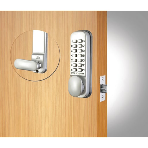 Codelocks Mortice Latch With Dual Function Backplate Silver Grey