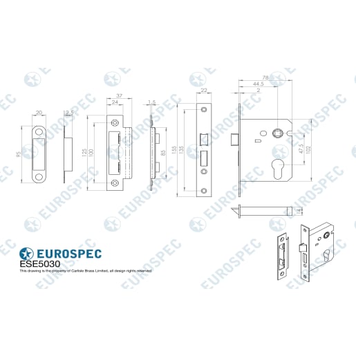 Eurospec Easi-T Economy Euro Profile Sashlock 76mm Satin Nickel
