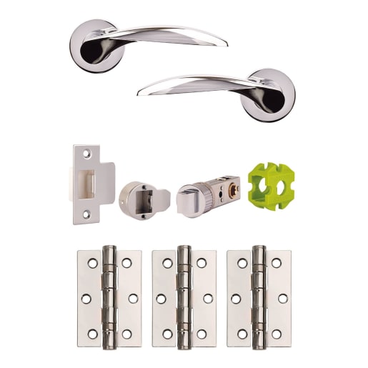 Jigtech Cresta Passage Internal Door Pack Polished Chrome