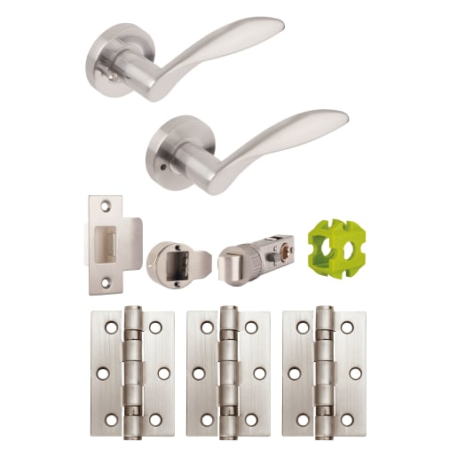 Jigtech Cresta Privacy Internal Door Pack Satin Chrome Plate