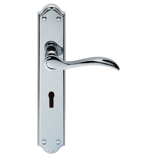 Carlisle Brass Madrid Lever Lock on Backplate Furniture Polished Chrome