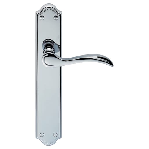 Carlisle Brass Madrid Lever Latch on Backplate Furniture Polished Chrome
