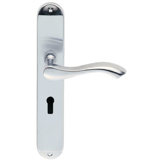 Carlisle Brass Andros Door Lever Lock on Bathroom Backplate Polished Chrome