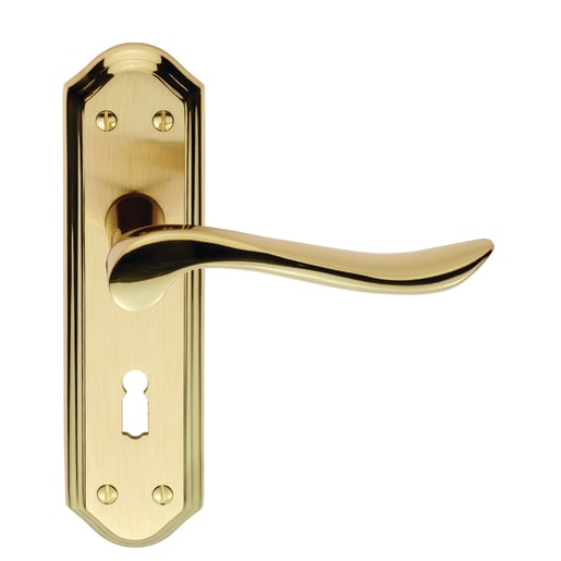 Carlisle Brass Lytham Door Lever Lock on Backplate Satin/Polished Brass