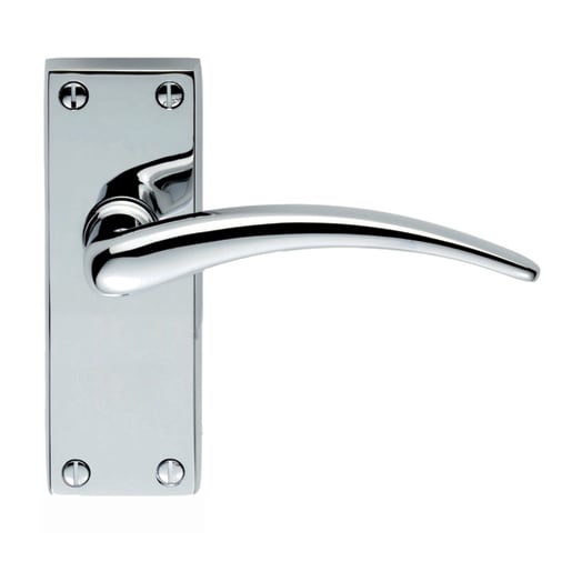Carlisle Brass Wing Lever on Short Latch Backplate Polished Chrome