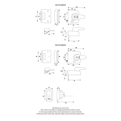 ERA British Standard High Security Nightlatch 60mm in Polished Chrome Finish with Chrome Cylinder
