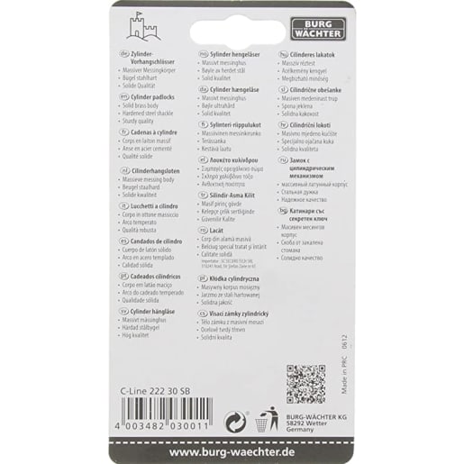 Burg-Wachter C-Line 222 50mm Brass Padlock