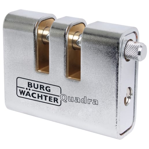 Burg-Wachter Quadra 555 90mm Steel Armoured Brass Shutter Padlock