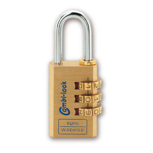 Burg-Wachter Combi 80 Brass 30mm 3-Dial Combination Padlock