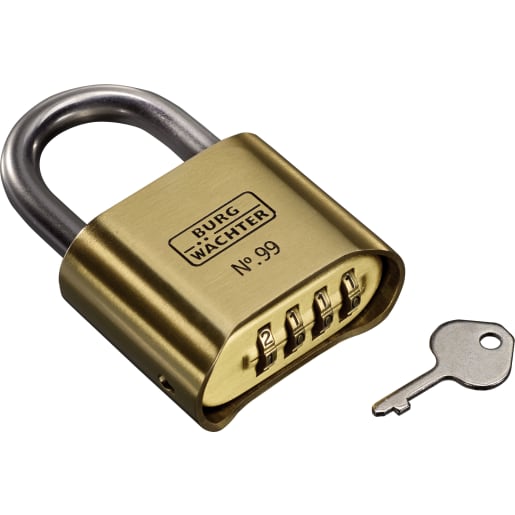 Burg-Wachter No.99 Heavy Duty Weather Resistant Brass 4-dial Combination Padlock