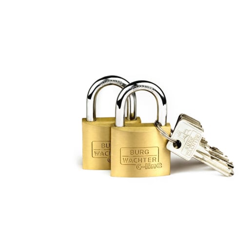 Burg-Wachter C-Line 222 Twin Pack 50mm Brass Padlocks - Keyed Alike