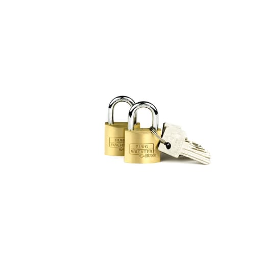 Burg-Wachter C-Line 222 Twin Pack 30mm Brass Padlocks - Keyed Alike