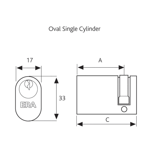 Era 5-pin Oval Single 30/10 Cylinder in Satin 