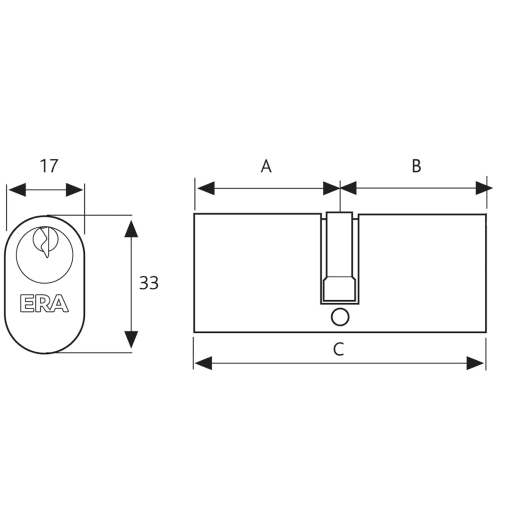 ERA 35/35 6 Pin Oval Profile Double Door Cylinder 70mm Satin