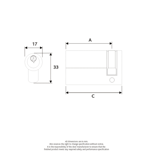 ERA 5-Pin Euro Profile Single Cylinder Lock 30/10 Brass