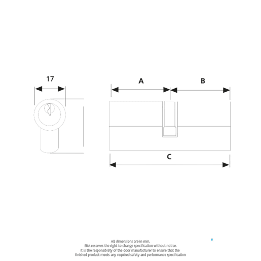 ERA 6-Pin 40/45mm Euro Profile Double Cylinder Lock Brass