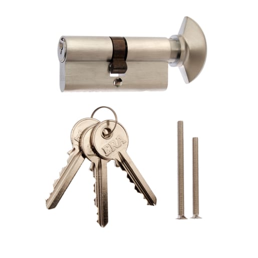 ERA 45/45 6 Pin Euro Profile Thumbturn Door Cylinder Satin