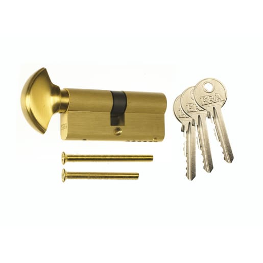 ERA 35/35 5 Pin Euro Profile Thumbturn Door Cylinder Brass 