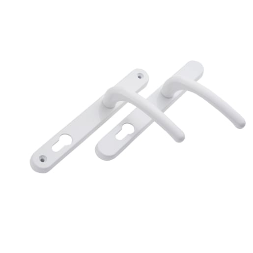 ERA Fab & Fix Balmoral Sprung Inline Lever Door Handle in White Finish 243mm Backplate 