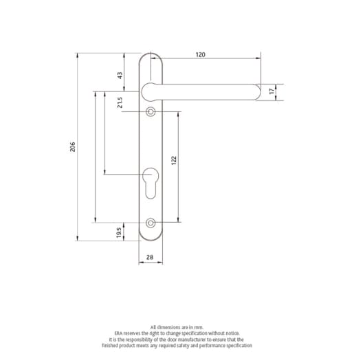 ERA Fab & Fix Windsor Sprung Inline Lever Door Handle in White Finish 206mm Backplate 