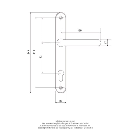 ERA Fab & Fix Balmoral Sprung Inline Lever Door Handle in Satin Finish 243mm Backplate 
