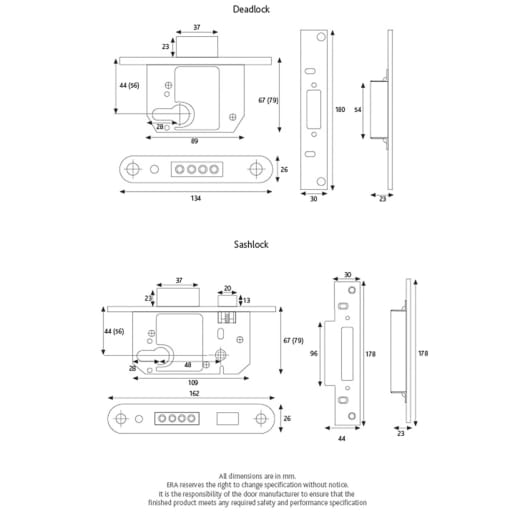 Fortress Euro Mortice Deadlock 64mm Square End Satin Finish
