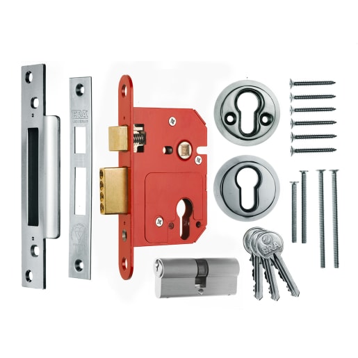 ERA Fortess Euro Mortice Sashlock 64mm Square End Chrome Finish