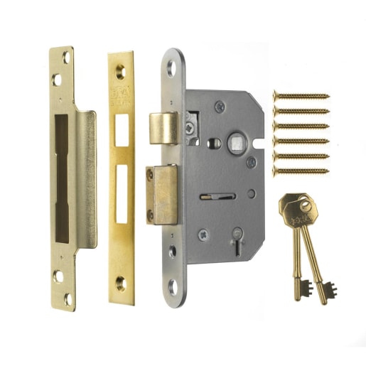 ERA Viscount 5 Lever Security Sashlock 3 inch / 76mm  Brass Finsh