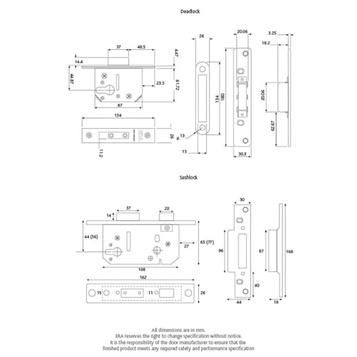 ERA Viscount Euro Mortice Sashlock 76mm Satin