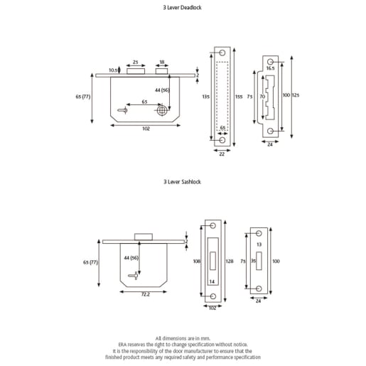 ERA 3 Lever Sashlock 2 1/2